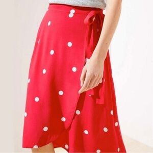 New Loft Polka Dot Wrap Midi Skirt size 4P